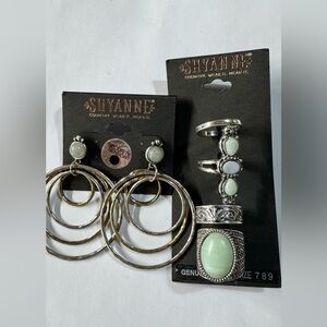 Shyanne Silver and Green Earring Set